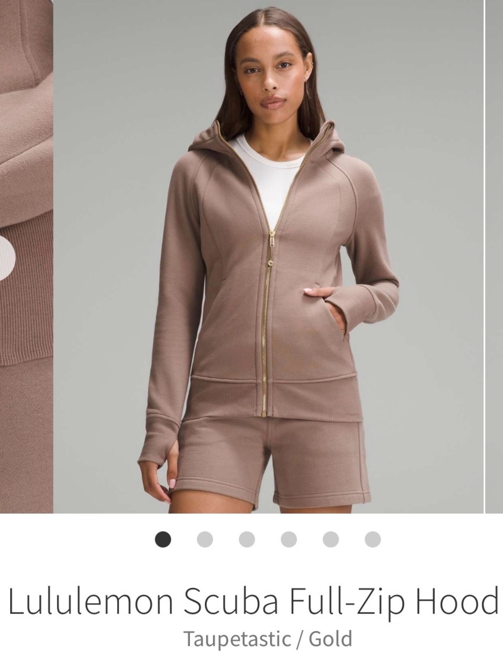 Lululemon Light Cotton Terry Scuba Full Zip Hoodie 8 Taupetastic Gold W4AWMS - Picture 2 of 15